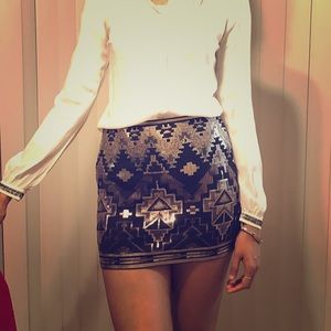 Express sequins Aztec mini skirt